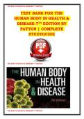 Test Bank for The Human Body in Health & Disease &lpar;7th Edition&rpar; by Patton &ndash; Complete Study Guide