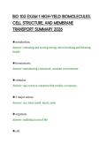 BIO 105 EXAM 1 HIGH-YIELD BIOMOLECULES&comma; &NewLine;CELL STRUCTURE&comma; AND MEMBRANE &NewLine;TRANSPORT SUMMARY 2026