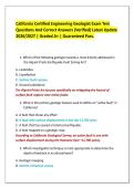 California Certified Engineering Geologist Exam Test&NewLine;Questions And Correct Answers &lpar;Verified&rpar; Latest Update&NewLine;2026&sol;2027 &vert; Graded A&plus; &vert; Guaranteed Pass&period;