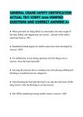 GENERAL CRANE SAFETY CERTIFICATION&NewLine;ACTUAL TEST SCRIPT 2026 VERIFIED&NewLine;QUESTIONS AND CORRECT ANSWERS A&plus;