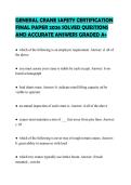 GENERAL CRANE SAFETY CERTIFICATION&NewLine;FINAL PAPER 2026 SOLVED QUESTIONS&NewLine;AND ACCURATE ANSWERS GRADED A&plus;