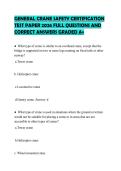 GENERAL CRANE SAFETY CERTIFICATION&NewLine;TEST PAPER 2026 FULL QUESTIONS AND&NewLine;CORRECT ANSWERS GRADED A&plus;