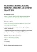 BIO 105 EXAM 4 HIGH-YIELD DIGESTION&comma; &NewLine;RESPIRATION&comma; CIRCULATION&comma; AND EXCRETION &NewLine;SUMMARY 2026 
