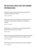 BIO 105 EXAM 4 MOCK TEST WITH ANSWER &NewLine;RATIONALES 2026 