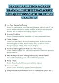GENERIC RADIATION WORKER&NewLine;TRAINING CERTIFICATION SCRIPT&NewLine;2026 QUESTIONS WITH SOLUTIONS&NewLine;GRADED A&plus;