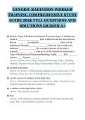GENERIC RADIATION WORKER&NewLine;TRAINING COMPREHENSIVE STUDY&NewLine;GUIDE 2026 FULL QUESTIONS AND&NewLine;SOLUTIONS GRADED A&plus;