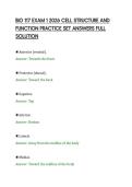 BIO 117 EXAM 1 2026 CELL STRUCTURE AND &NewLine;FUNCTION PRACTICE SET ANSWERS FULL &NewLine;SOLUTION 