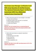 Real Estate Asset Manager Certification Exam&NewLine;With Actual Questions & Verified Answers&comma;&NewLine;Plus Explained Rationales&sol;Expert Verified For&NewLine;Guaranteed 100&percnt; Pass 2026&sol;Latest&NewLine;Update&sol;Instant Download Pdf