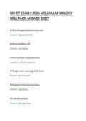 BIO 117 EXAM 2 2026 MOLECULAR BIOLOGY &NewLine;DRILL PACK ANSWER SHEET 