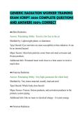GENERIC RADIATION WORKER TRAINING&NewLine;EXAM SCRIPT 2026 COMPLETE QUESTIONS&NewLine;AND ANSWERS 100&percnt; CORRECT