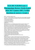 NUR 100&sol; NUR100 Exam 4 &ndash; Pharmacology Review &vert; Fortis &lpar;Latest 2026&sol; 2027 Update&rpar; 100&percnt; Verified Questions & Answers &vert; Grade A