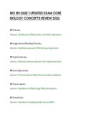 BIO 181 QUIZ 1 UPDATED EXAM CORE &NewLine;BIOLOGY CONCEPTS REVIEW 2026 