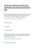 BIO 181 QUIZ 1 UPDATED EXAM PRACTICE &NewLine;QUESTIONS WITH DETAILED EXPLANATIONS &NewLine;2026 