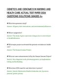 GENETICS AND GENOMICS IN NURSING AND&NewLine;HEALTH CARE ACTUAL TEST PAPER 2026&NewLine;QUESTIONS SOLUTIONS GRADED A&plus;