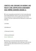 GENETICS AND GENOMICS IN NURSING AND&NewLine;HEALTH CARE CERTIFICATION ASSESSMENT&NewLine;2026 VERIFIED ANSWERS GRADED A&plus;