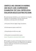 GENETICS AND GENOMICS IN NURSING&NewLine;AND HEALTH CARE COMPREHENSIVE&NewLine;EXAMINATION TEST 2026 CERTIFICATION&NewLine;EVALUATION MOLECULAR PRACTICE BANK