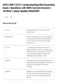 CPCU 500 &vert; CH 2&colon; &vert; Understanding Risk Essentials&NewLine;Exam &vert; Questions with 100&percnt; Correct Answers &vert;&NewLine;Verified &vert; Latest Update 2026&sol;2027