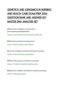 GENETICS AND GENOMICS IN NURSING&NewLine;AND HEALTH CARE EXAM PREP 2026&NewLine;QUESTION BANK AND ANSWER KEY&NewLine;MASTER DNA ANALYSIS SET