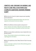 GENETICS AND GENOMICS IN NURSING AND&NewLine;HEALTH CARE FINAL EXAM PAPER 2026&NewLine;COMPLETE QUESTIONS ANSWERS PREMIUM&NewLine;SCRIPT