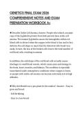 GENETICS FINAL EXAM 2026&NewLine;COMPREHENSIVE NOTES AND EXAM&NewLine;PREPARATION WORKBOOK A&plus;