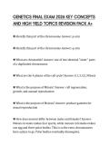 GENETICS FINAL EXAM 2026 KEY CONCEPTS&NewLine;AND HIGH YIELD TOPICS REVISION PACK A&plus;
