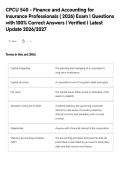 CPCU 540 - Finance and Accounting for&NewLine;Insurance Professionals &lpar; 2026&rpar; Exam &vert; Questions&NewLine;with 100&percnt; Correct Answers &vert; Verified &vert; Latest&NewLine;Update 2026&sol;2027