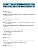 GEOG 1113L ACTUAL EXAM PAPER 2026&NewLine;QUESTIONS WITH ANSWERS GRADED A&plus;