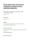 BIO 1201 GREGG EXAM 1 2026 ECOLOGY &NewLine;FUNDAMENTALS WORKBOOK SOLVED &NewLine;QUESTIONS COMPILATION