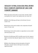 GEOLOGY 10 FINAL EXAM 2026 FINAL REVIEW&NewLine;PACK COMPLETE QUESTION SET AND CORE&NewLine;CONCEPT SUMMARY