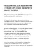 GEOLOGY 10 FINAL EXAM 2026 STUDY GUIDE&NewLine;COMPLETE EARTH SCIENCE CONCEPTS AND&NewLine;PRACTICE QUESTIONS