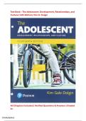 Test Bank &ndash; The Adolescent&colon; Development&comma; Relationships&comma; and Culture &lpar;14th Edition&rpar;Kim G&period; Dolgin &vert; Complete Coverage &vert; Exam-Ready &vert; Rated A&plus;