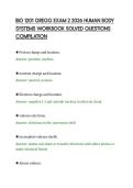 BIO 1201 GREGG EXAM 2 2026 HUMAN BODY &NewLine;SYSTEMS WORKBOOK SOLVED QUESTIONS &NewLine;COMPILATION