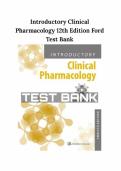 Test bank for Introductory Clinical Pharmacology&NewLine;by Susan M Ford &lpar;Author&rpar;  all pages fully covered with test questions and answers guide A&plus;