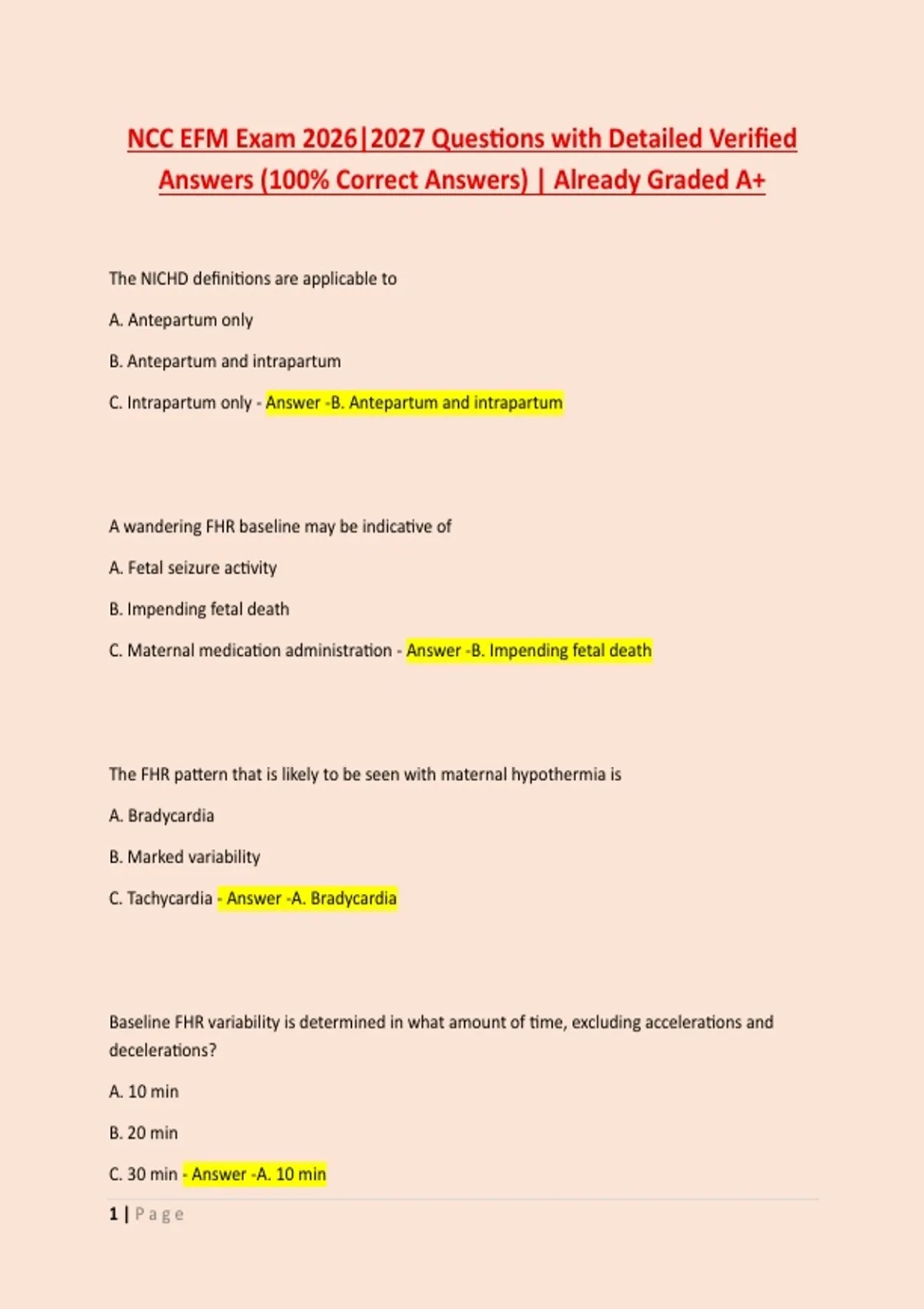 NCC EFM Exam 2026|2027 Questions with Detailed Verified Answers (100% ...