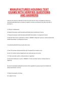 Manufactured Housing &ndash; Certification Exam Material with Verified Questions and Answers