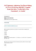 OAT Optometry Admissions Test Physics Biology ACTUAL EXAM Prep 2026&sol;2027 &vert; Complete Exam-Style Q&A &vert; Verified Q&A &vert; Pass Guaranteed - A&plus; Graded