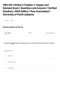 MBA 601&colon; Module 2 Chapter 4&colon; Supply and&NewLine;Demand Exam &vert; Questions and Answers &vert; Verified&NewLine;Solutions &vert; 2026 Edition &vert; Pass Guaranteed &vert;&NewLine;University of North Alabama
