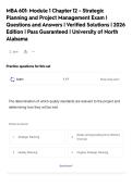 MBA 601&colon; Module 1 Chapter 12 - Strategic&NewLine;Planning and Project Management Exam &vert;&NewLine;Questions and Answers &vert; Verified Solutions &vert; 2026&NewLine;Edition &vert; Pass Guaranteed &vert; University of North&NewLine;Alabama