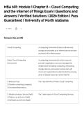 MBA 601&colon; Module 1 Chapter 8 - Cloud Computing&NewLine;and the Internet of Things Exam &vert; Questions and&NewLine;Answers &vert; Verified Solutions &vert; 2026 Edition &vert; Pass&NewLine;Guaranteed &vert; University of North Alabama