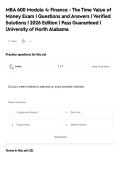 MBA 600 Module 4&colon; Finance - The Time Value of&NewLine;Money Exam &vert; Questions and Answers &vert; Verified&NewLine;Solutions &vert; 2026 Edition &vert; Pass Guaranteed &vert;&NewLine;University of North Alabama