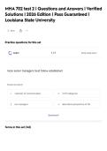 MHA 702 test 2 &vert; Questions and Answers &vert; Verified&NewLine;Solutions &vert; 2026 Edition &vert; Pass Guaranteed &vert;&NewLine;Louisiana State University