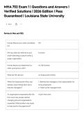 MHA 702 Exam 1 &vert; Questions and Answers &vert;&NewLine;Verified Solutions &vert; 2026 Edition &vert; Pass&NewLine;Guaranteed &vert; Louisiana State University