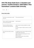 MHA 702&colon; Study Guide Exam 4 &vert; Questions and&NewLine;Answers &vert; Verified Solutions &vert; 2026 Edition &vert; Pass&NewLine;Guaranteed &vert; Louisiana State University&NewLine;