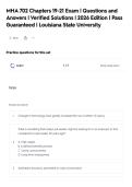 MHA 702 Chapters 19-21 Exam &vert; Questions and&NewLine;Answers &vert; Verified Solutions &vert; 2026 Edition &vert; Pass&NewLine;Guaranteed &vert; Louisiana State University