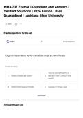 MHA 707 Exam A &vert; Questions and Answers &vert;&NewLine;Verified Solutions &vert; 2026 Edition &vert; Pass&NewLine;Guaranteed &vert; Louisiana State University