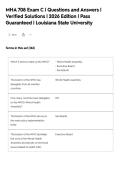 MHA 708 Exam C &vert; Questions and Answers &vert;&NewLine;Verified Solutions &vert; 2026 Edition &vert; Pass&NewLine;Guaranteed &vert; Louisiana State University
