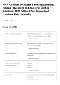 MHA 708 Exam D Chapter 6 and supplemental&NewLine;reading &vert; Questions and Answers &vert; Verified&NewLine;Solutions &vert; 2026 Edition &vert; Pass Guaranteed &vert;&NewLine;Louisiana State University