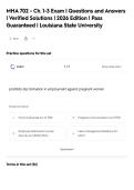 MHA 702 - Ch&period; 1-3 Exam &vert; Questions and Answers&NewLine;&vert; Verified Solutions &vert; 2026 Edition &vert; Pass&NewLine;Guaranteed &vert; Louisiana State University