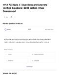 MHA 703 Quiz 4 &vert; Questions and Answers &vert;&NewLine;Verified Solutions &vert; 2026 Edition &vert; Pass&NewLine;Guaranteed
