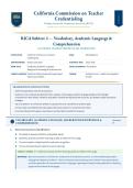 RICA Subtest 2 Exam &lpar;Latest 2026&sol;2027 Update&rpar; &vert; Complete Q&A with Verified Answers and Detailed Rationales &vert; Vocabulary&comma; Academic Language&comma; Comprehension&comma; Literary Analysis &vert; A&plus; Grade &vert; California CTC
